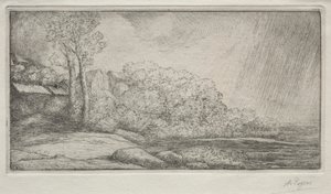Paisagem com duas árvores Paisagem com duas árvores. de Alphonse Legros