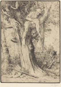 Paisagem com um menino em uma árvore de Alphonse Legros