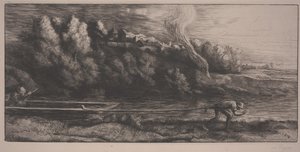 Paisagem com barco (gravura) de Alphonse Legros