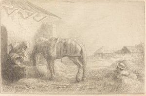 Man Watering a Horse (Homem abreuvant un cheval) de Alphonse Legros