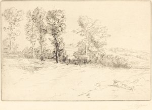 Prado na luz do sol (Le pre ensoleille) de Alphonse Legros