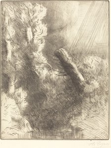 Memórias de Fountainbleau na chuva Souvenir de Fontainebleau Efeito chuva. de Alphonse Legros