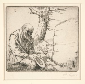 Mendiant, filho Chapeau a la Main (Mendigo com seu chapéu nas mãos) de Alphonse Legros