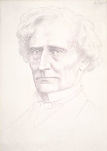 Retrato de Hector Berlioz (ponto de ouro sobre papel preparado rosa) de Alphonse Legros