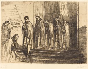 Procissão Saindo de uma Igreja Saindo da Procissão. de Alphonse Legros