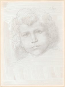 Estudo de Cupido (cabeça de uma menina) de Alphonse Legros