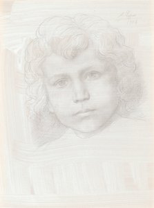 Estudo da cabeça de cupido de uma menina, 1904. de Alphonse Legros