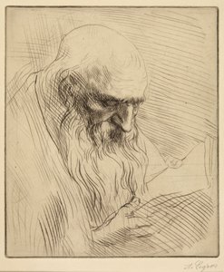 Estudo de um homem idoso a ler de Alphonse Legros