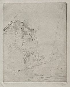 Estudo de um homem lendo de Alphonse Legros
