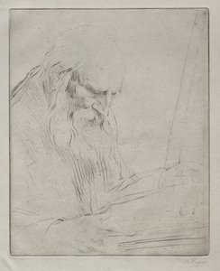 Estudo de um homem lendo. de Alphonse Legros