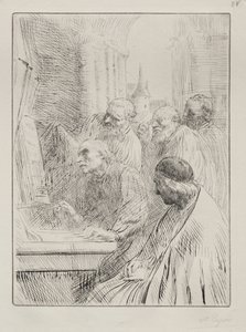 Os monges na igreja. de Alphonse Legros