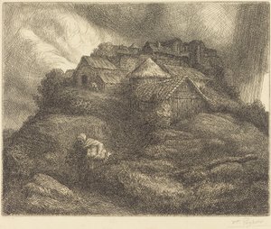 Aldeia de Saint-Pierre durante uma tempestade (Village de Saint-Pierre; Effet d