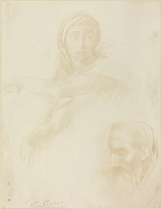 Estudo da Sibila Delfos; Cabeça de um homem de Alphonse Legros after Michelangelo