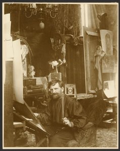 [Autorretrato no seu estúdio, Rue du Val-de-Grâce, Paris] de Alphonse Maria Mucha