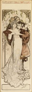 Um modelo para a litografia "Program 27 de outubro de 1900", c. 1900 de Alphonse Mucha