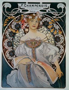 Publicidade para o impressora-editor F. Champenois - por Mucha de Alphonse Mucha