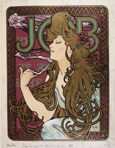 Cartaz publicitário para "Job Cigarette Paper" de Mucha de Alphonse Mucha