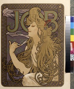 Cartaz publicitário para papel tissue "Job". Obra de Alfons Maria Mucha (Alphonse Marie Mucha de Alphonse Marie Mucha