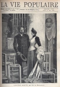 Em uma igreja, um belo e elegante casal se levanta entre velas e ora a Deus. Ilustração de Alfons Maria Mucha (Alphonse Marie Mucha de Alphonse Mucha