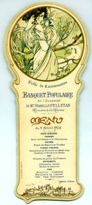 Menu de um banquete popular organizado em Carcassonne em 7 de abril de Alphonse Mucha