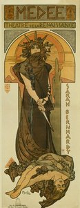 Sarah Bernhardt como Medee no Renaissance Theatre. 1898 (litografia)