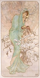 Inverno; Inverno, c.1896 de Alphonse Mucha
