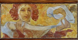 Mulher com lenço de Alphonse Marie Mucha