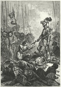 Francisco I de França feito prisioneiro na Batalha de Pavia de Alphonse Marie de (after) Neuville