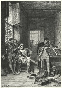 Francisco I da França com o impressor e estudioso Robert Estienne de Alphonse Marie de (after) Neuville