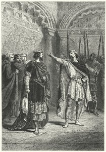 Hugh Capet, Rei dos Francos, e o rebelde Conde Adalbert de Perigord, 987 (gravura)