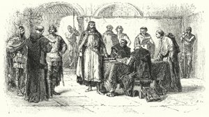 Proclamação do catolicismo como religião do Reino Gótico em Espanha no Terceiro Concílio de Toledo, 589 (gravura)