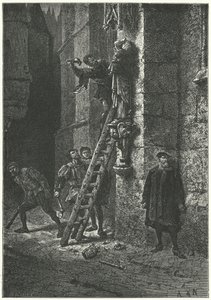 Protestantes destruindo uma estátua da Virgem e do Menino em Notre Dame, Paris