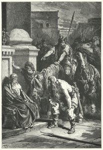 A morte do cônsul romano Marcus Papirius no saco gálico de Roma, 387 a.C. (gravura)