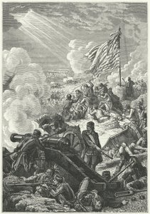 A defesa das alturas de Bunker Hill contra os britânicos de Alphonse Marie de (after) Neuville