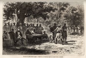Um tribunal de justiça na selva, perto da aldeia de Sanchi, após o roubo do baú dos exploradores, o magistrado do distrito de Bhopal e os seus gendarmes são enviados ao local do crime para investigar e julgar as pistas. de Alphonse Marie de Neuville
