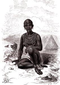 Bokke, mulher de Moy, chefe da tribo Latuka, Sudão do Sul de Alphonse Marie de Neuville