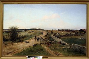 Guerra Franco-Prussiana. (Cena da Guerra Franco-Prussiana). Cena de guerra entre a Prússia e o Império Francês de 19 de julho de 1870 a 29 de janeiro de 1871. Pintura de Alphonse Marie de Neuville (1835-1885). Óleo sobre tela. Museu Nacional de Tula, Rússi de Alphonse Marie de Neuville