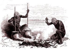 Ferreiros nativos da tribo Latuka. Sudão do Sul de Alphonse Marie de Neuville