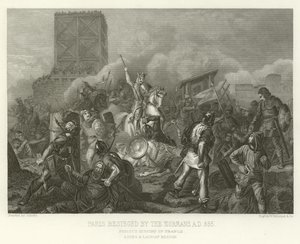 Paris sitiada pelos normandos, em 885 dC de Alphonse Marie de Neuville
