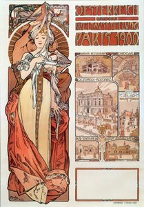 Cartaz publicitário de Alphonse Mucha (1860-1939) para a Áustria representado na Exposição Universal em Paris 1900 - Dim 68x98,5 cm Cartaz publicitário de Alphonse Mucha para “” Austria ”” no Exposit