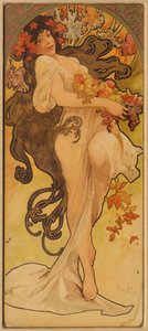 Outono da série Les Saisons, c. 1900. de Alphonse Mucha