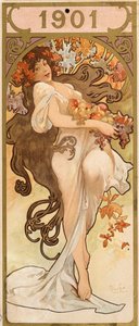 Calendário para o ano de 1901, c1900. de Alphonse Mucha