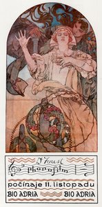 Fonofilme DeForest. Apresentação de um dos primeiros filmes sonoros musicais no Adria em Praga, 1927 de Alphonse Mucha