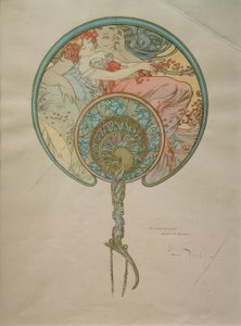 Esboço para um ventilador de Alphonse Mucha