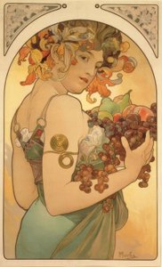 frutas de Alphonse Mucha