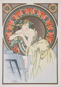 A mulher com papoilas, 1898. de Alphonse Mucha