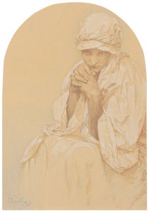 Retrato de Jaroslava, os artistas Filha, c. 1924 de Alphonse Mucha