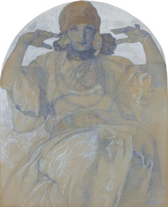 Retrato dos artistas Daughter, Jaroslava, c. 1924 de Alphonse Mucha