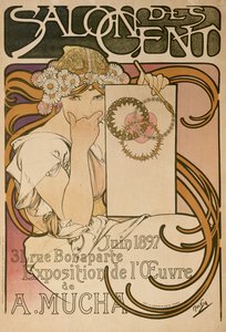 Cartaz da exposição de Alphonse Muchas no Salon des Cent, Paris, França, 1897