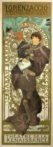Sarah Bernhardt e Lorenzaccio de Alphonse Mucha